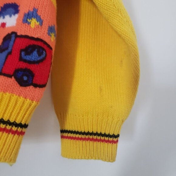 Vintage Lucky Stars Childrens Cardigan Sweater Size 8/10 Cartoon Graphic Knit - Picture 5 of 9